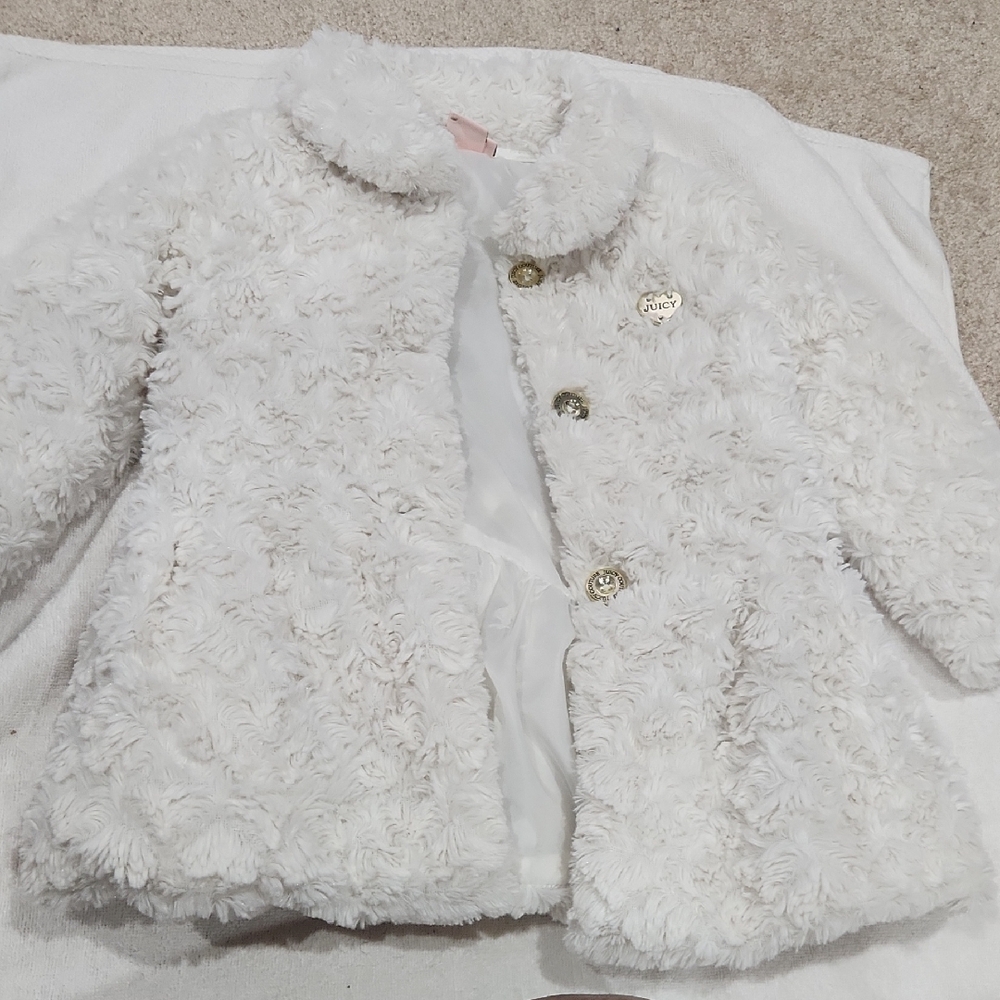 Juicy Couture Kids Ivory Faux Fur Jacket